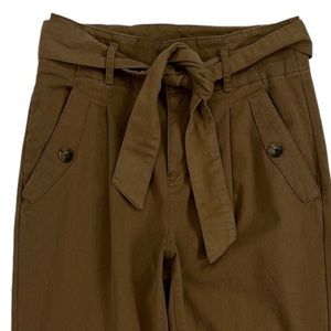 LOFT BROWN DENIM PAPER BAG WAIST PANTS NEUTRAL MINIMALIST CASUAL PANTS SIZE 8/10